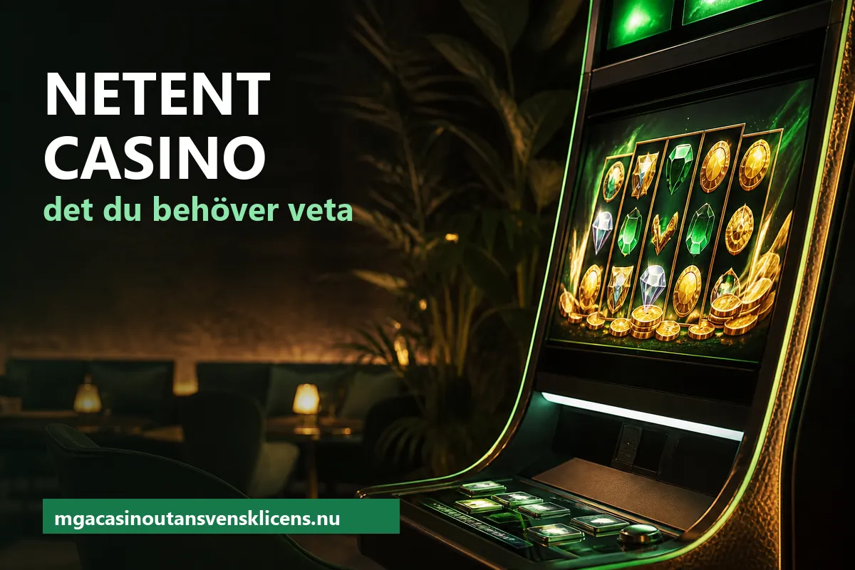 Spelautomat med glödande hjul och guldmynt i grönt ljus – NetEnt casino utan svensk licens