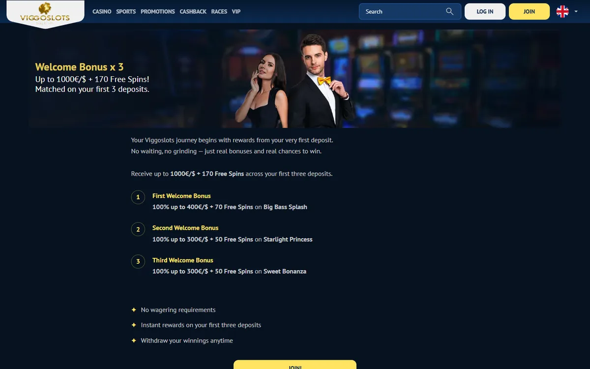 Viggoslots bonus i tre steg utan omsättningskrav